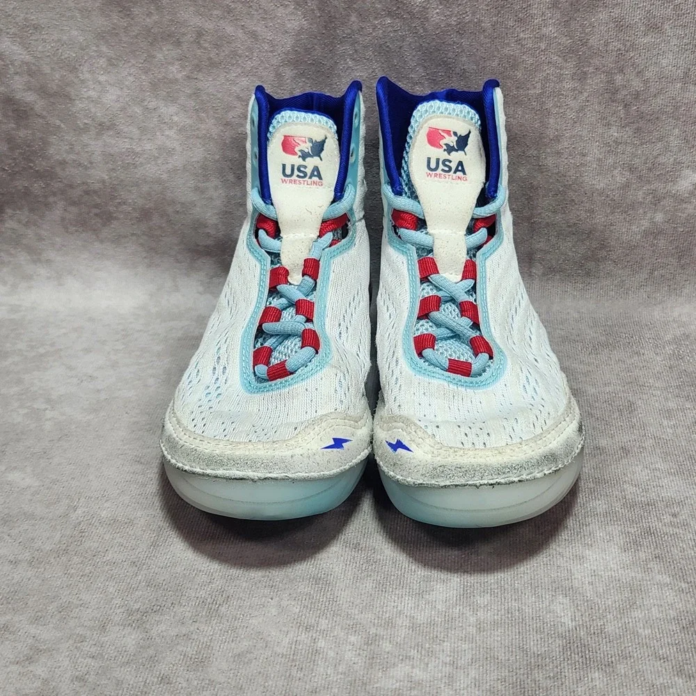 Rudis Sarah Hildebrandt USA Wrestling Shoes White Blue Red Kids 5Y Womens 6.5